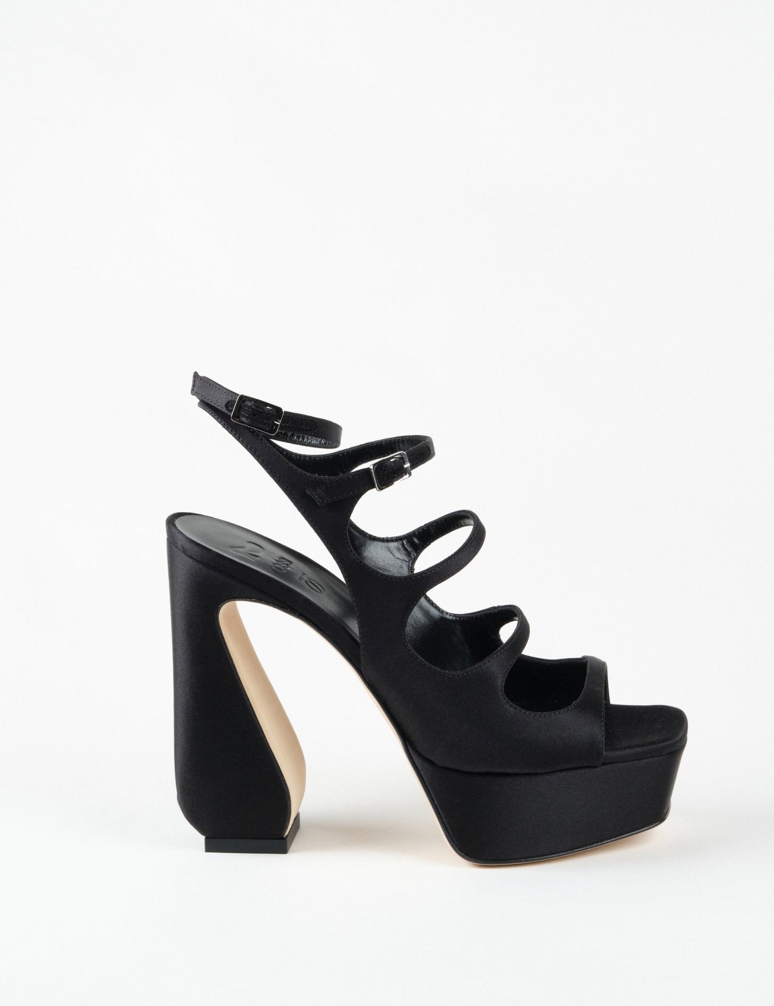 sandalo cinturino satin nero - si rossi - sandalo tacco