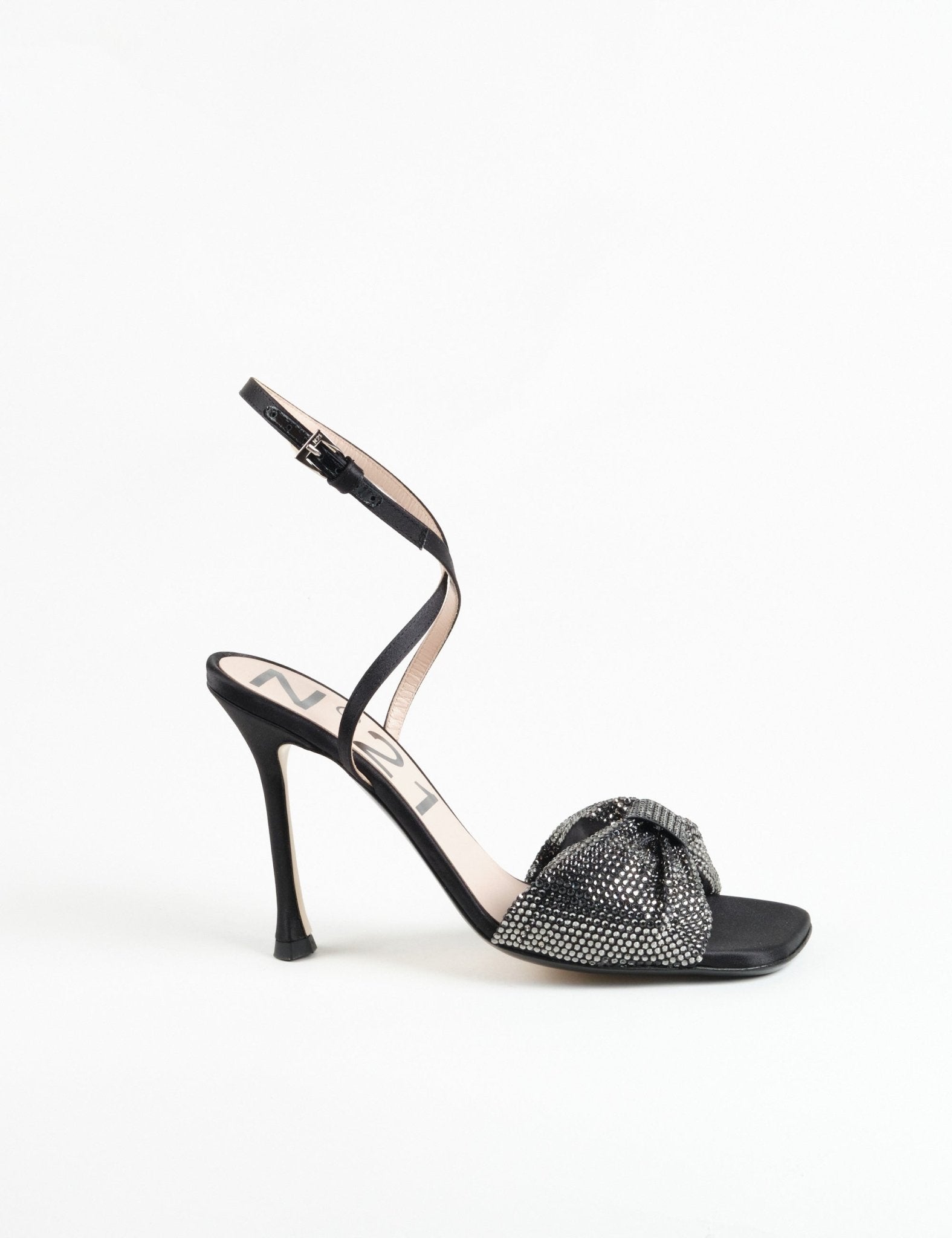 sandalo con tacco strass nero - n21 alessandro dell'acqua - sandalo tacco