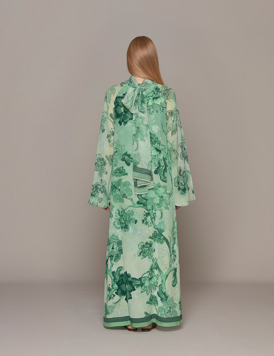 abito arpocrate seta verde fiori rami - for restless sleepers - abito