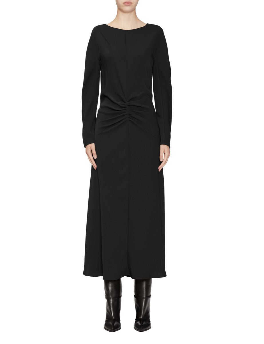 abito arricciato vita nero - blufrida - abito