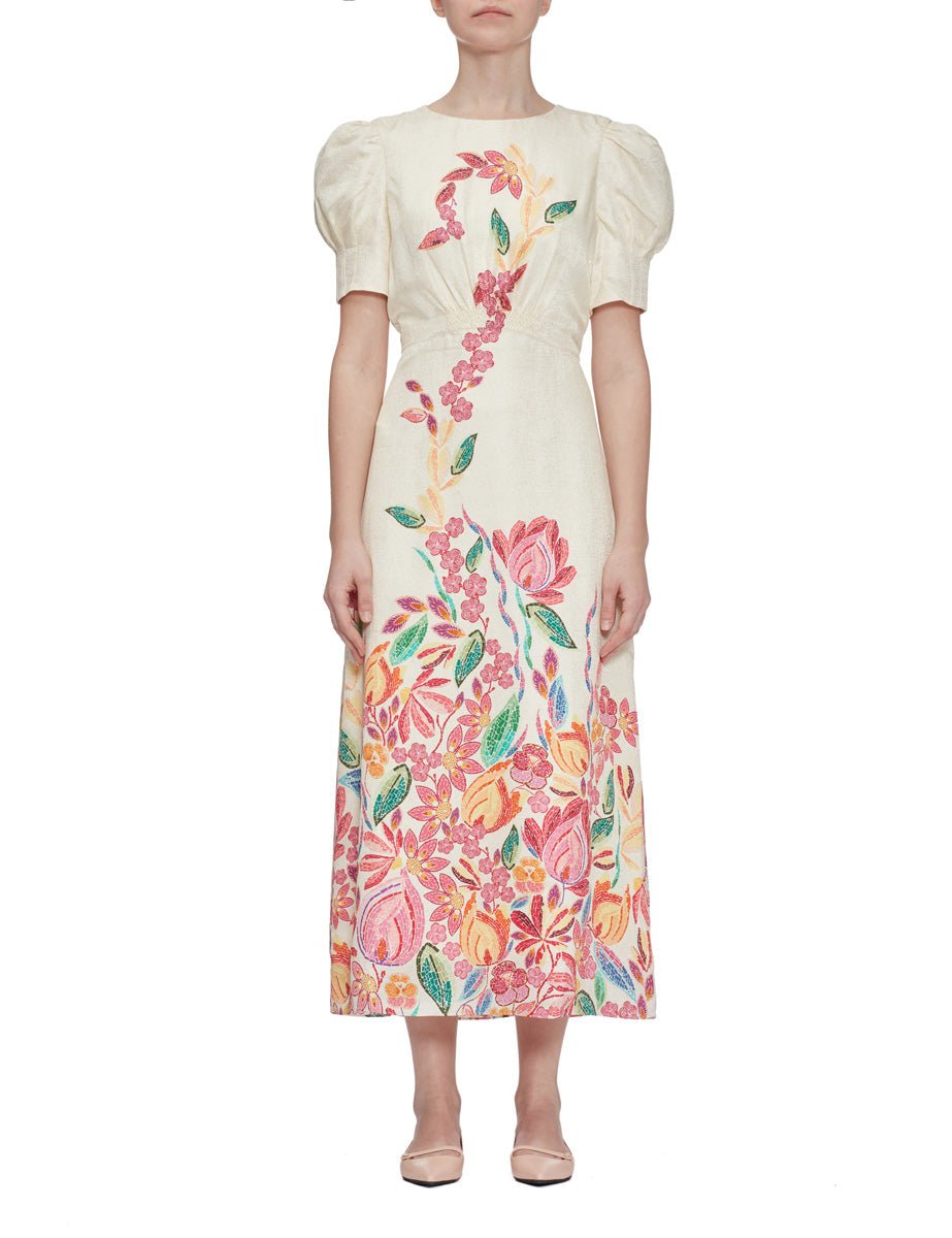 abito bianca crackle mosaic flourish - saloni - abito