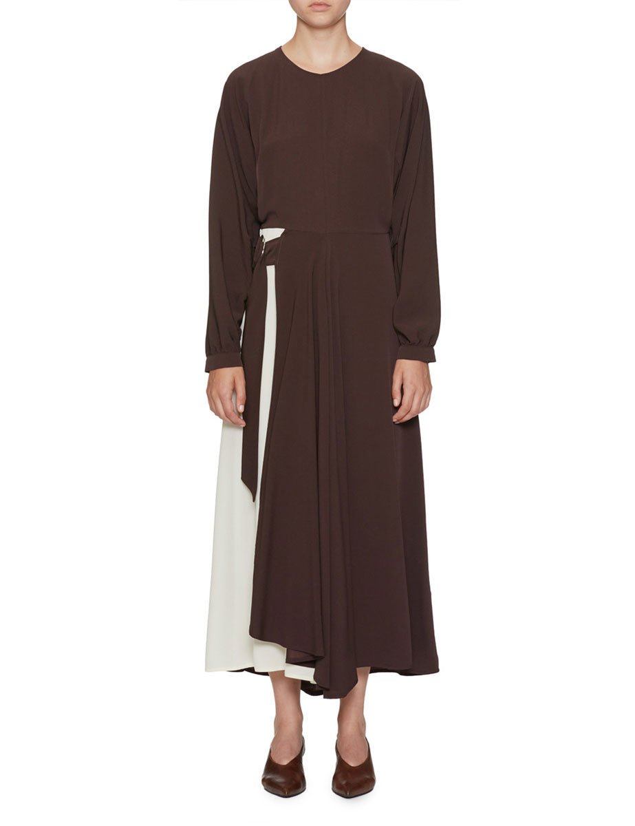 abito bicolore kimono brown - beatrice b - abito