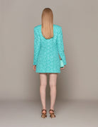 abito blazer 3d jacquard blu turquoise - rotate - blazer