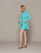 abito blazer 3d jacquard blu turquoise - rotate - blazer