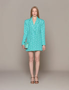 abito blazer 3d jacquard blu turquoise - rotate - blazer