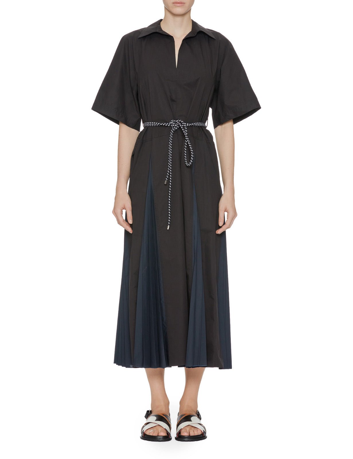 abito chemisier cintura cotone blu black - plan c - abito