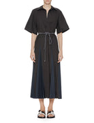 abito chemisier cintura cotone blu black - plan c - abito
