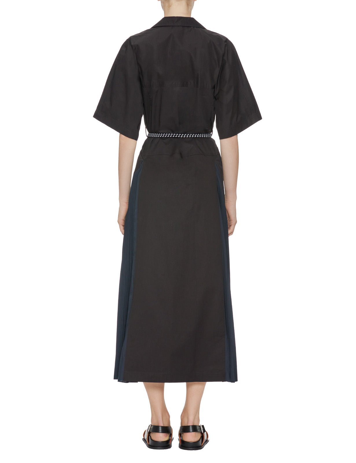 abito chemisier cintura cotone blu black - plan c - abito