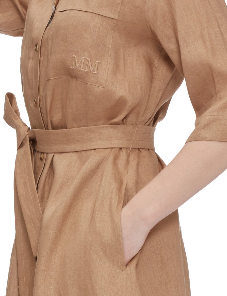 abito chemisier lino cammello - max mara leisure - abito