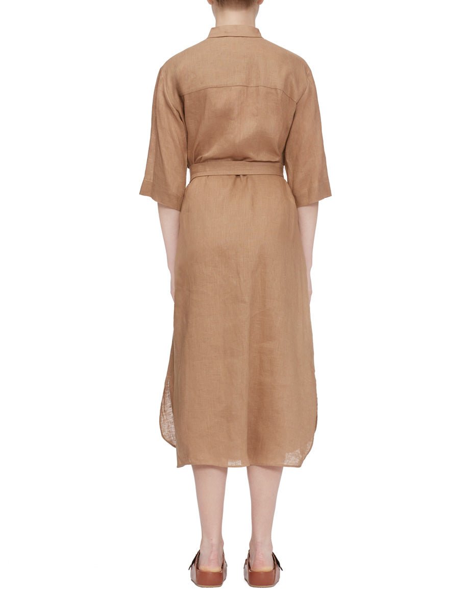 abito chemisier lino cammello - max mara leisure - abito