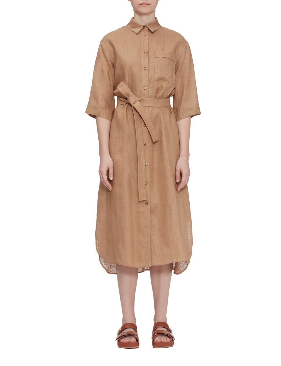 abito chemisier lino cammello - max mara leisure - abito