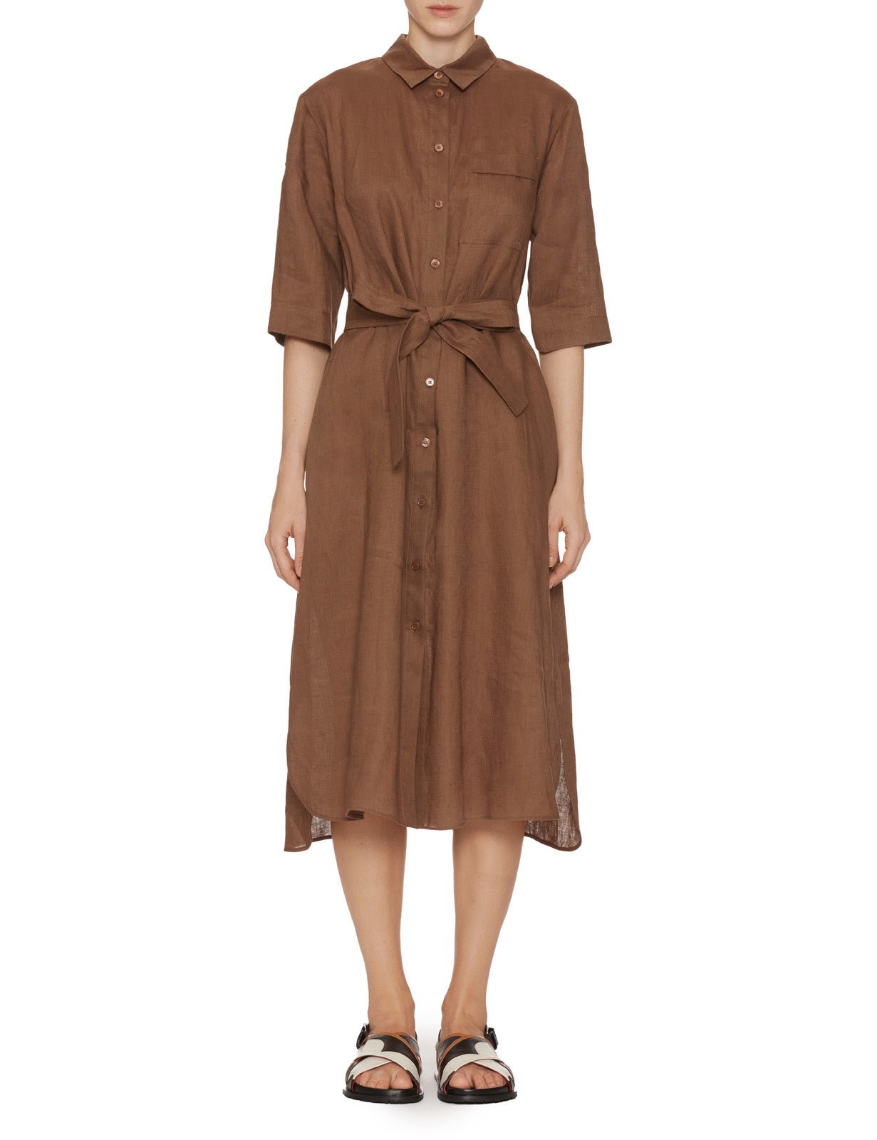 abito chemisier midi nocciola - mm by max mara - abito