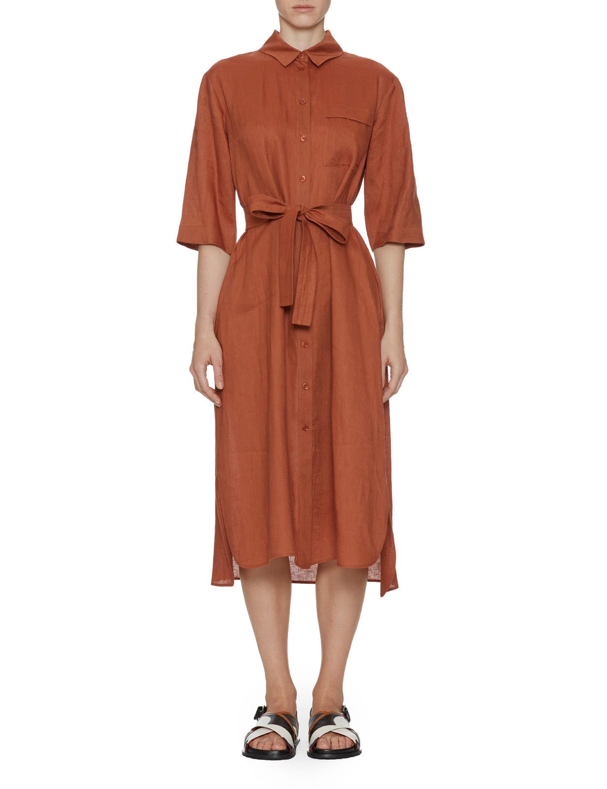 abito chemisier midi ruggine - mm by max mara - abito