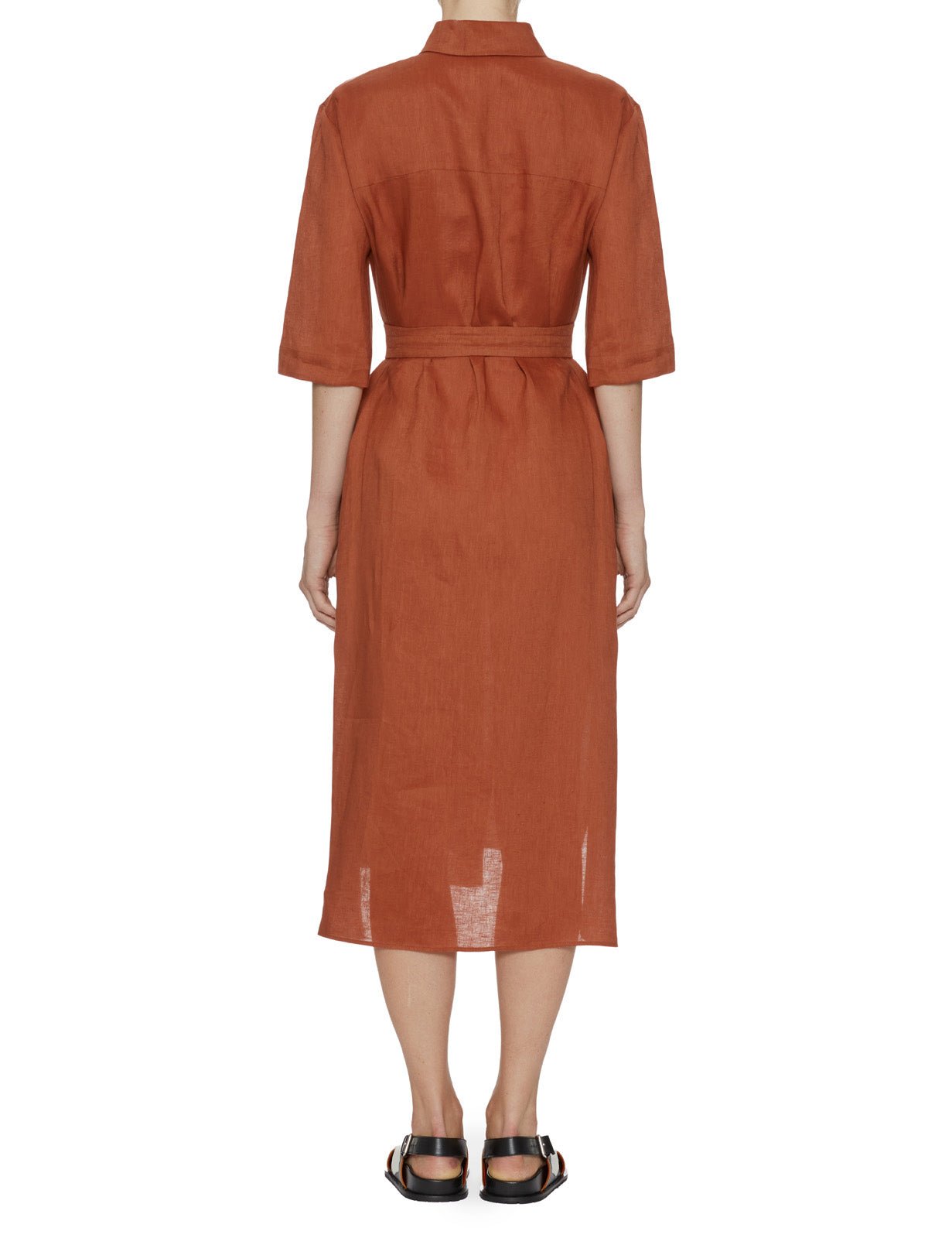 abito chemisier midi ruggine - mm by max mara - abito