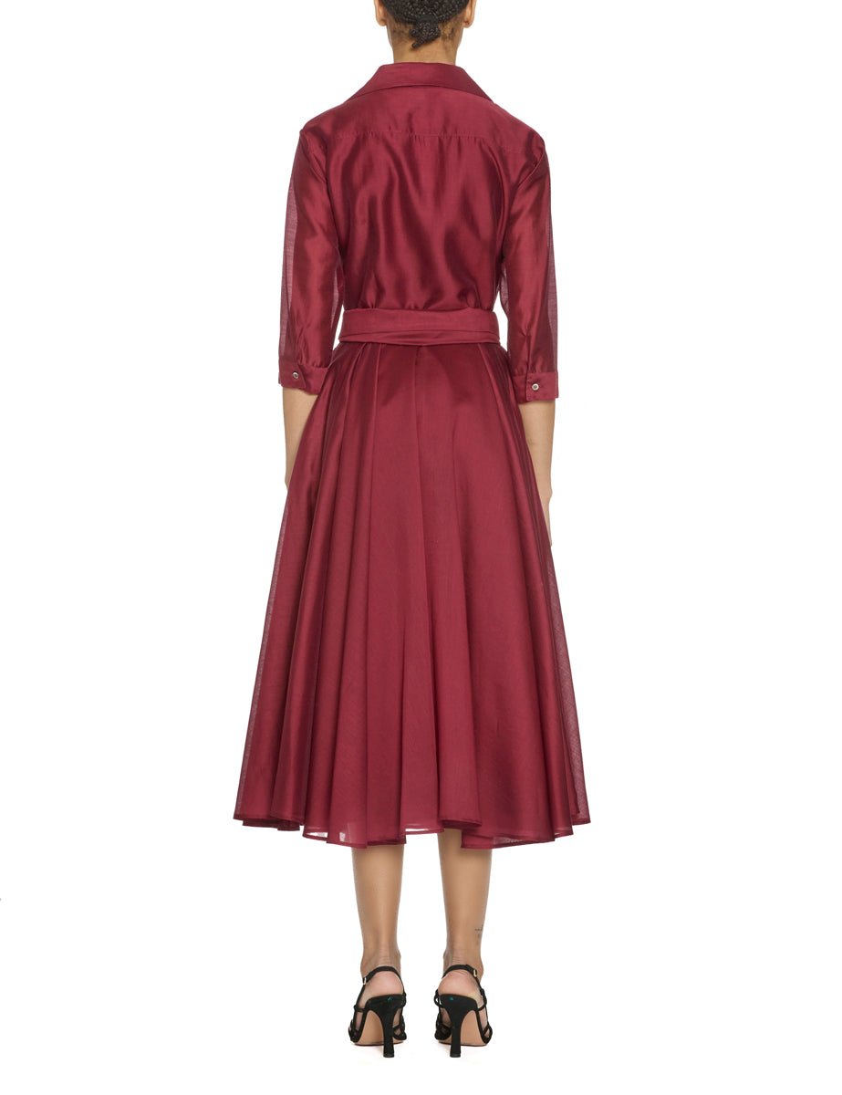 abito chemisier mussola bordeaux - blufrida - abito