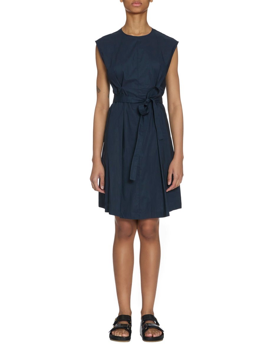 abito cinturato popeline blu - woolrich - abito