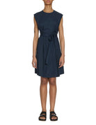 abito cinturato popeline blu - Frida SRL
