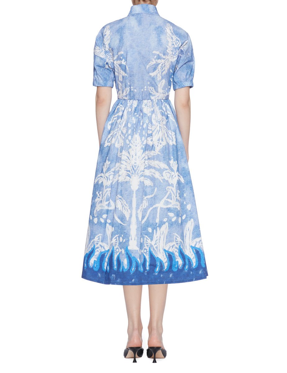 abito cotone fantasia blu - stella jean - abito