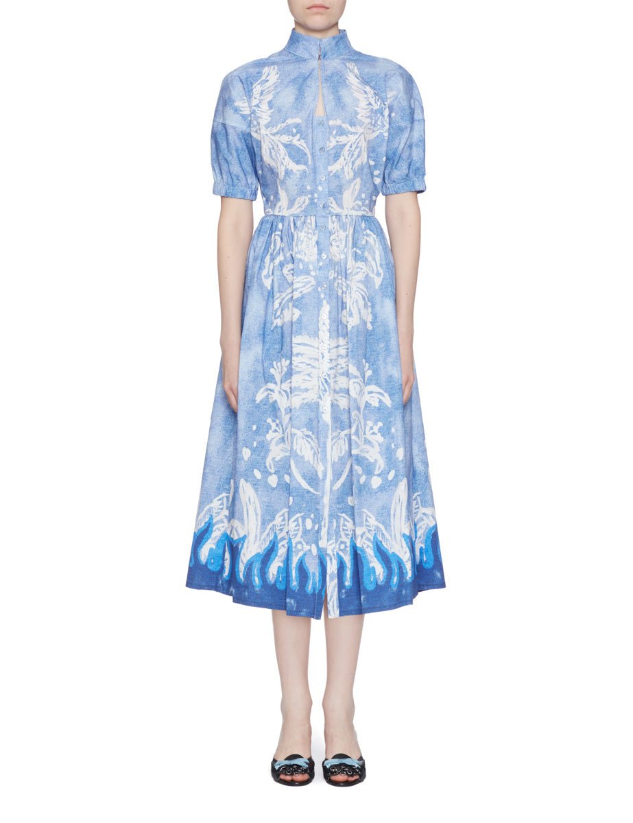 abito cotone fantasia blu - stella jean - abito