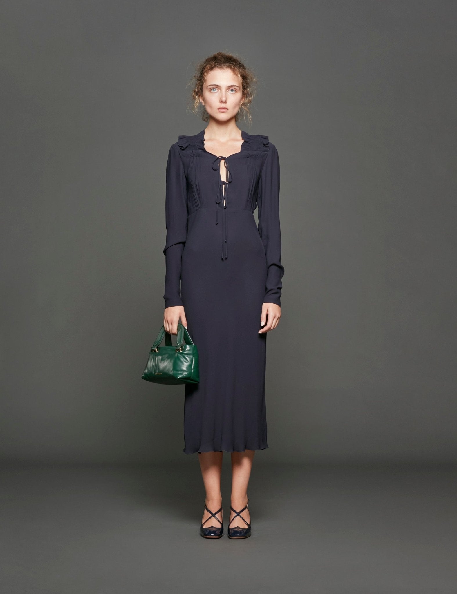 abito crepe de chine blu scuro - Frida SRL