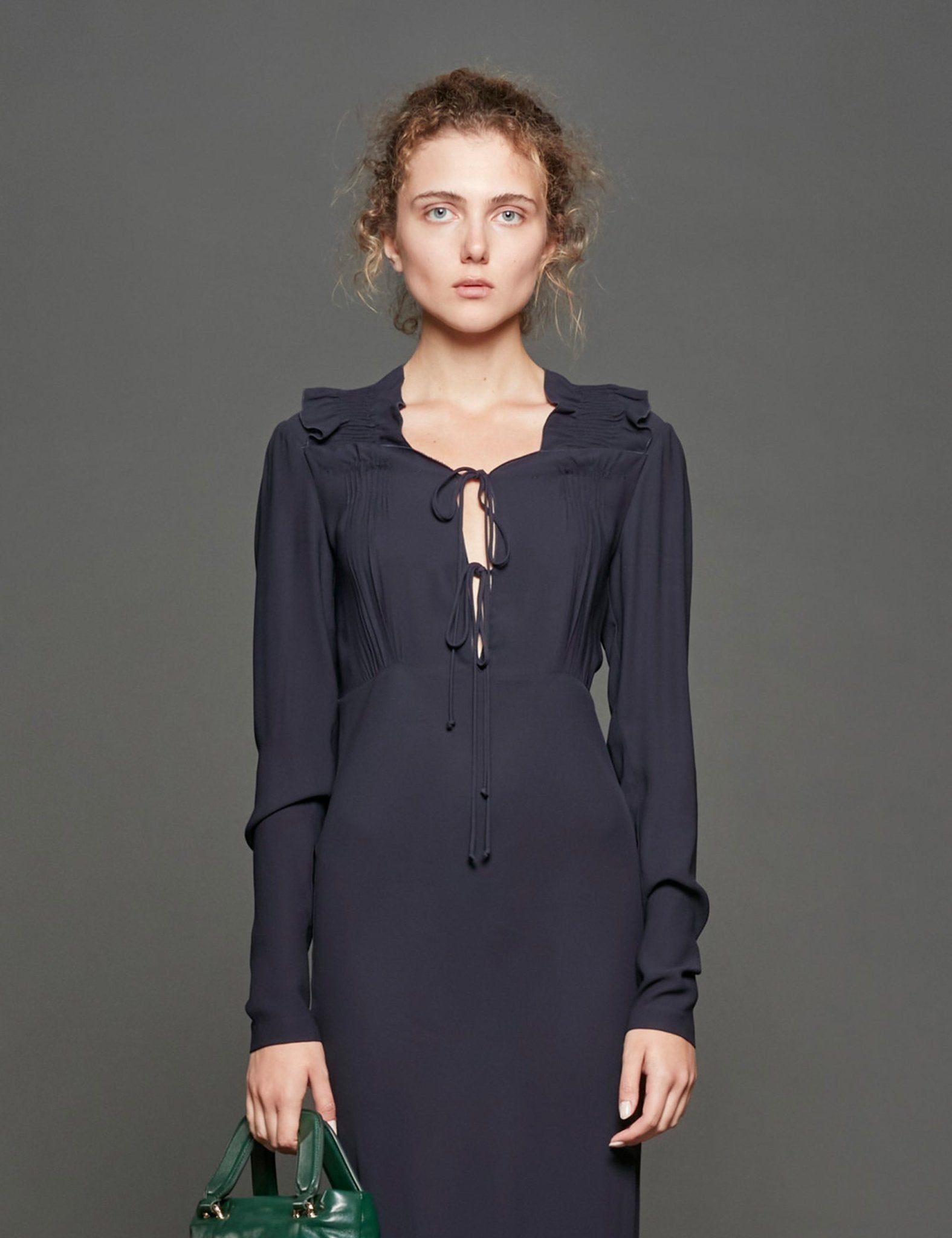 abito crepe de chine blu scuro - Frida SRL