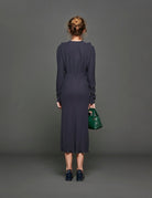 abito crepe de chine blu scuro - Frida SRL