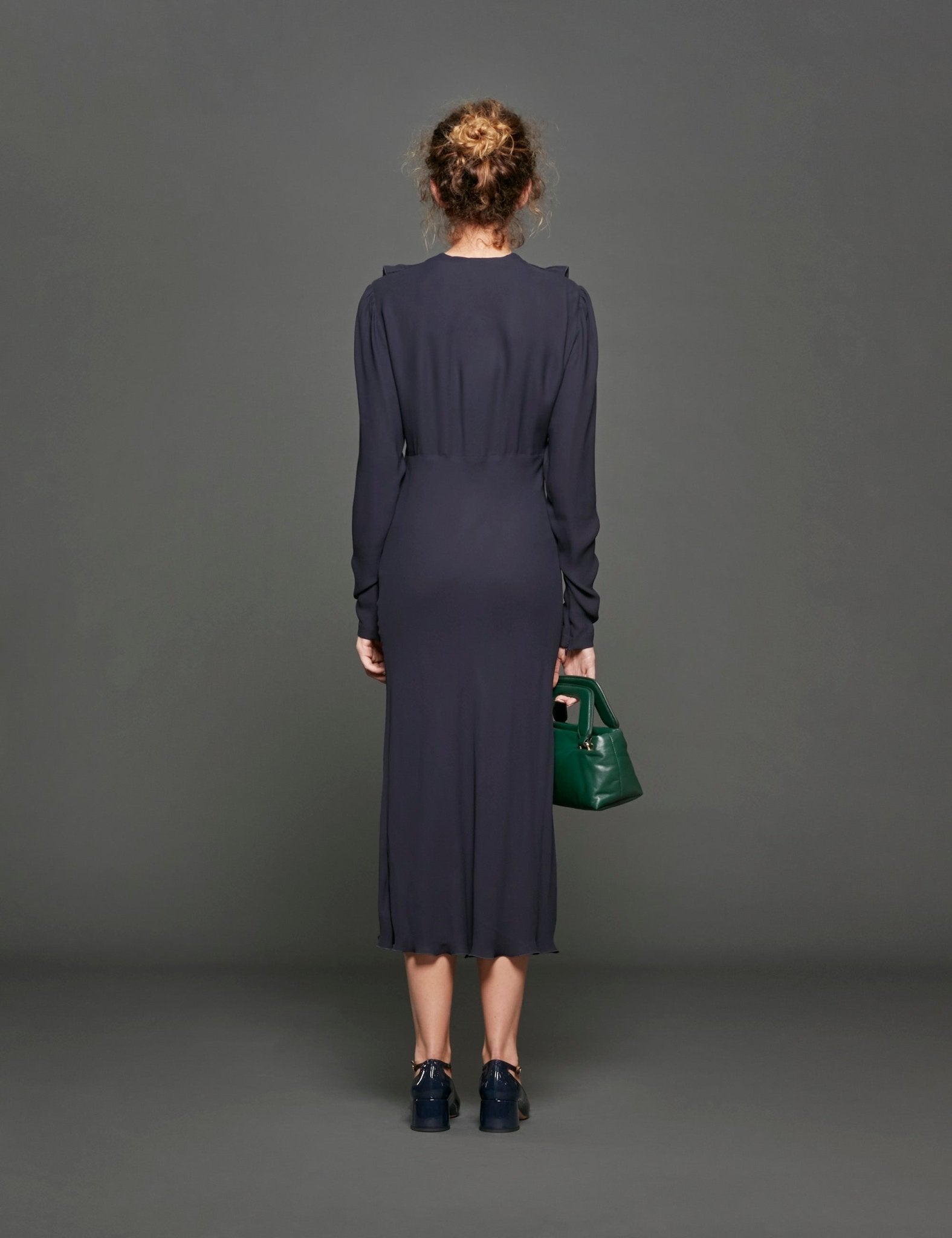 abito crepe de chine blu scuro - Frida SRL