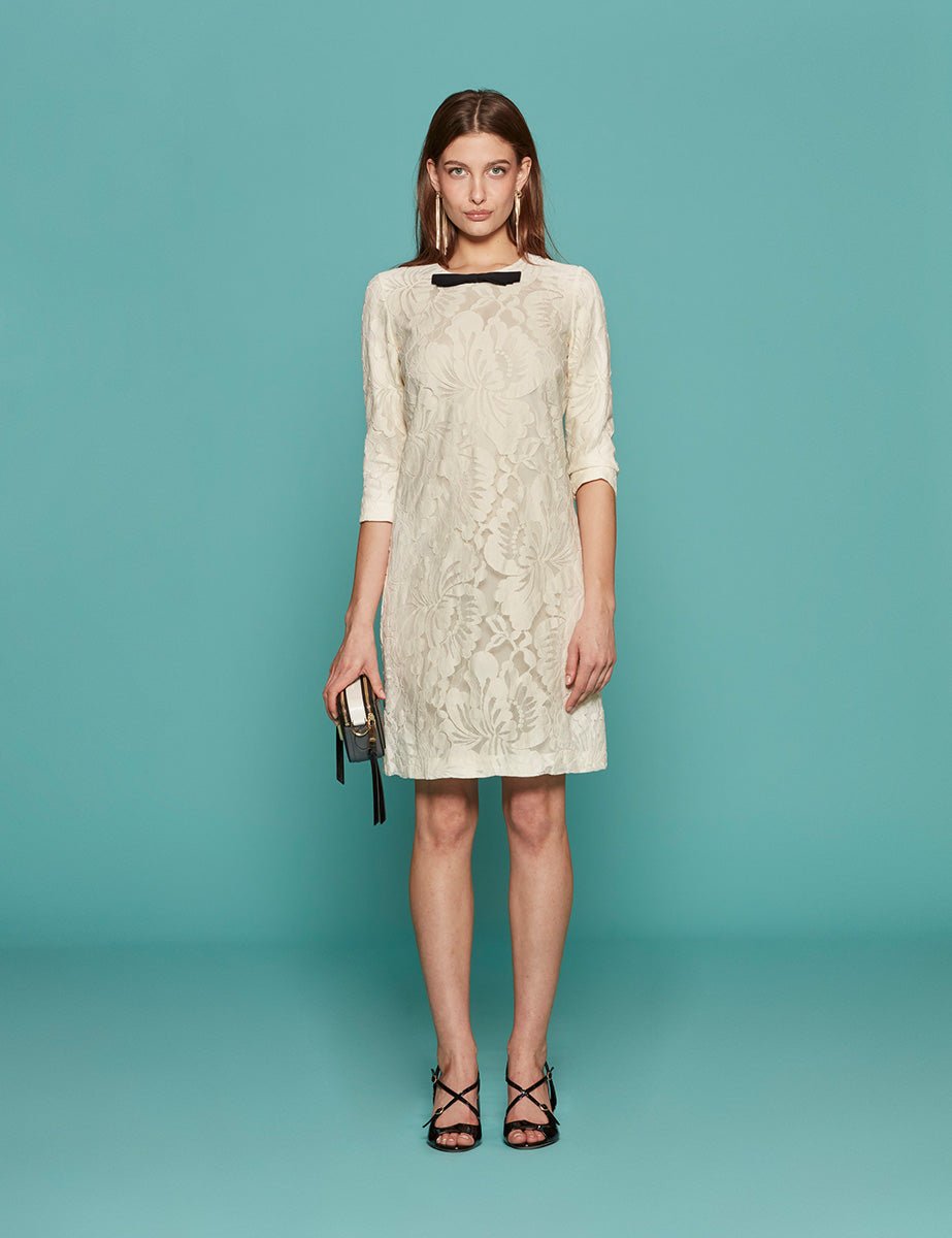 abito fiocco pizzo ecru - n21 alessandro dell'acqua - miniabito