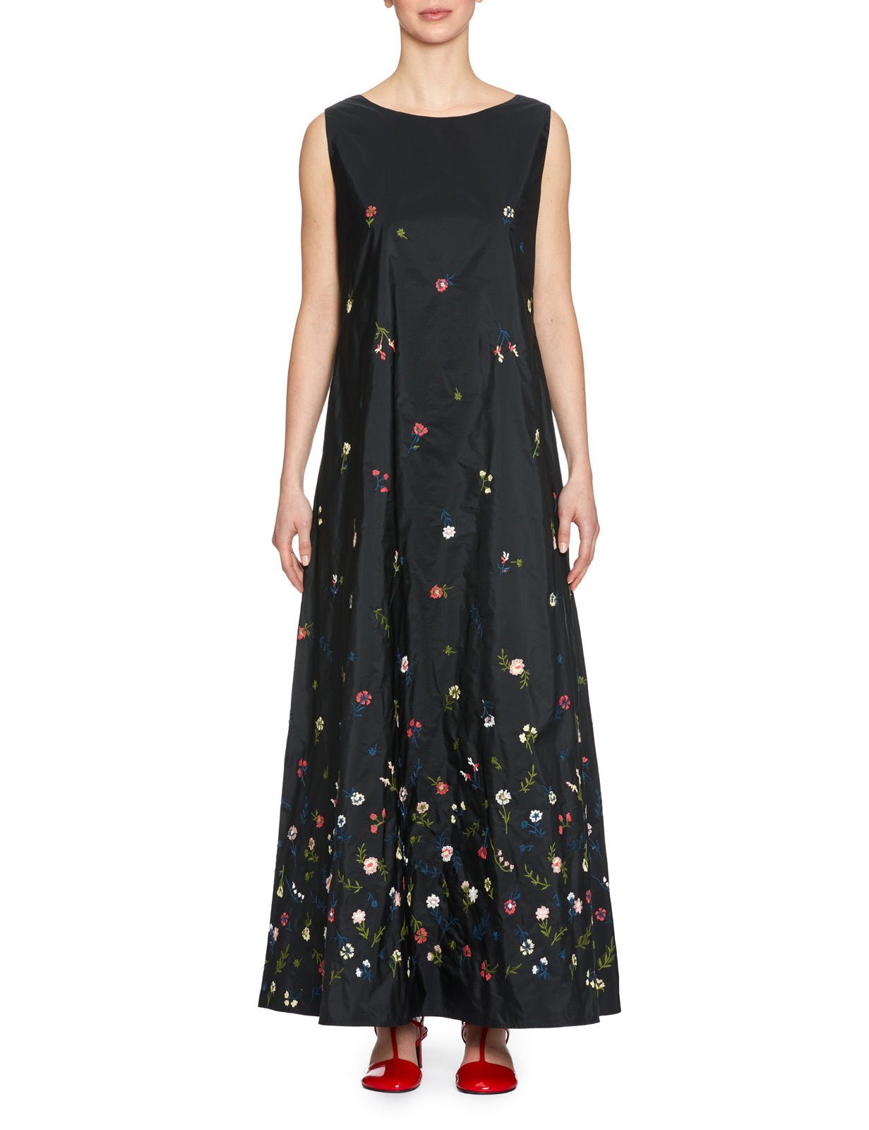 abito fiori ricamati blu black - co.go - abito