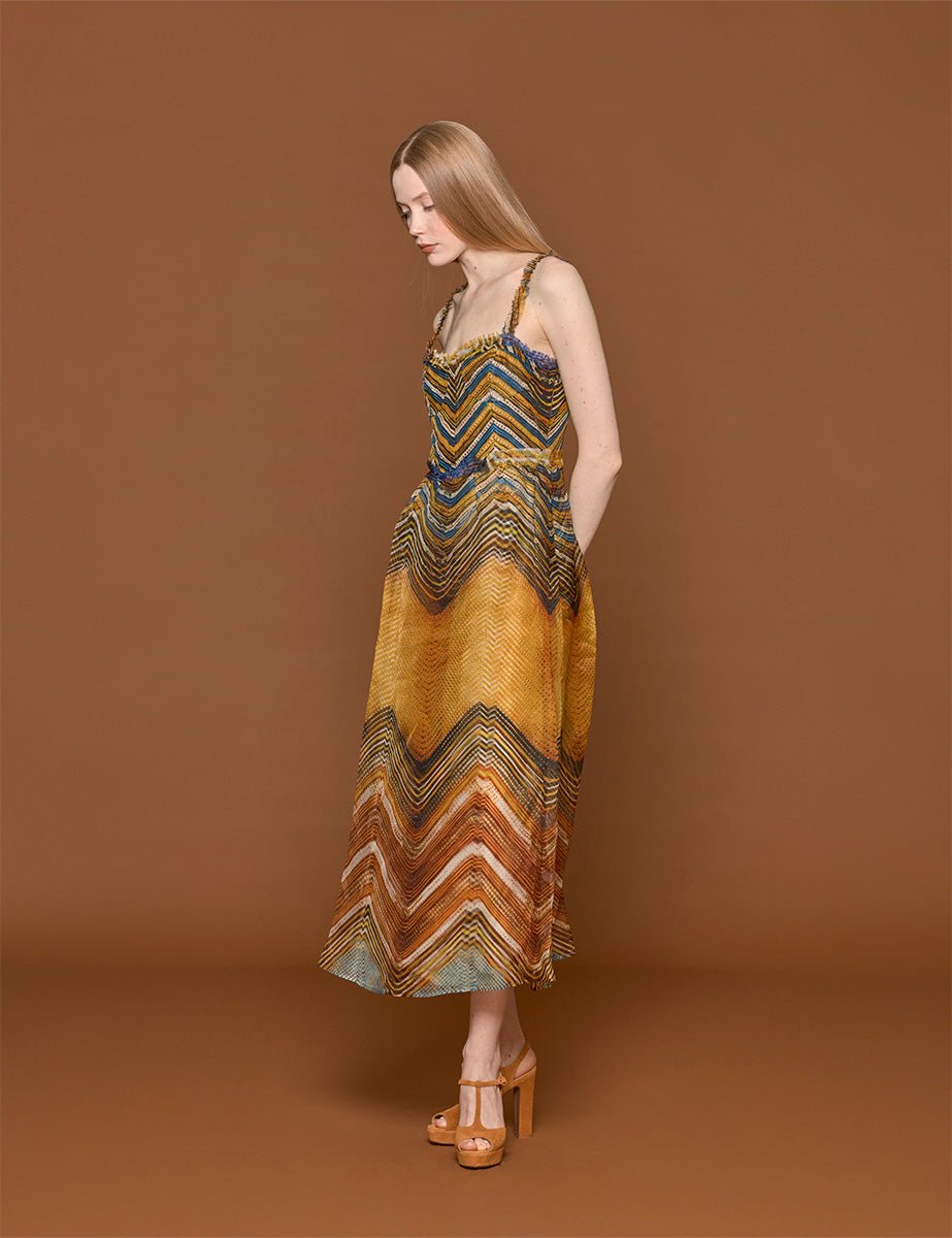 abito gisele chevron golden palm - ulla johnson - abito