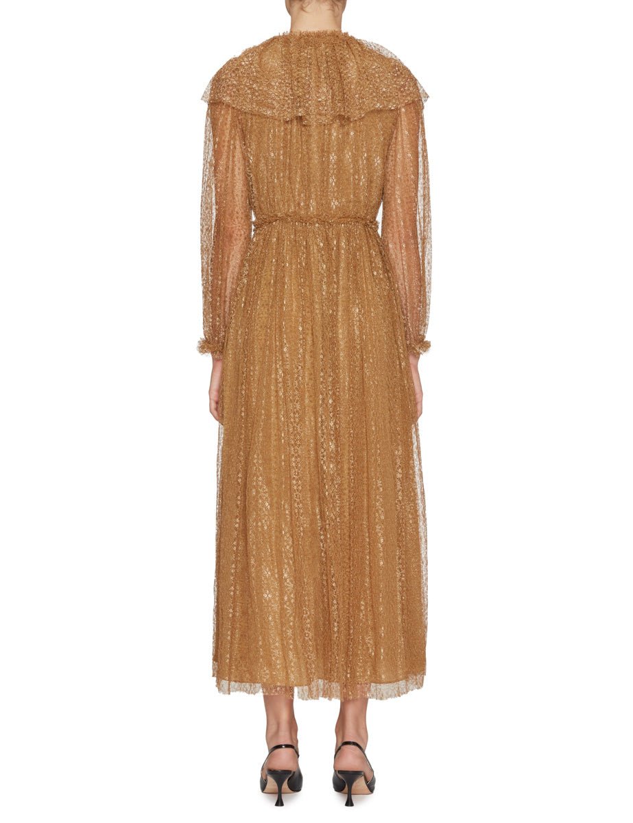 abito helena ruffle lace ocra - ulla johnson - abito