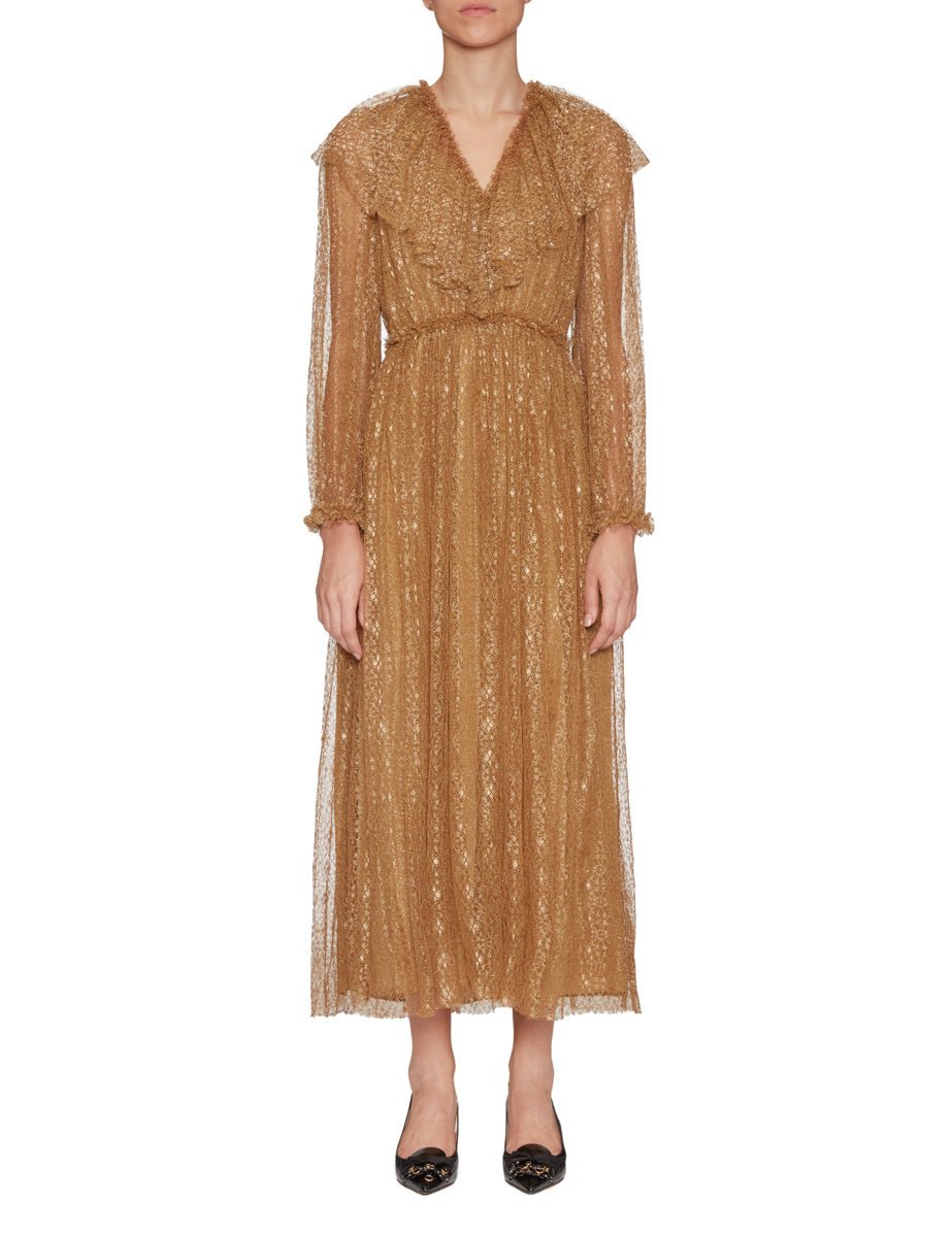 abito helena ruffle lace ocra - Frida SRL