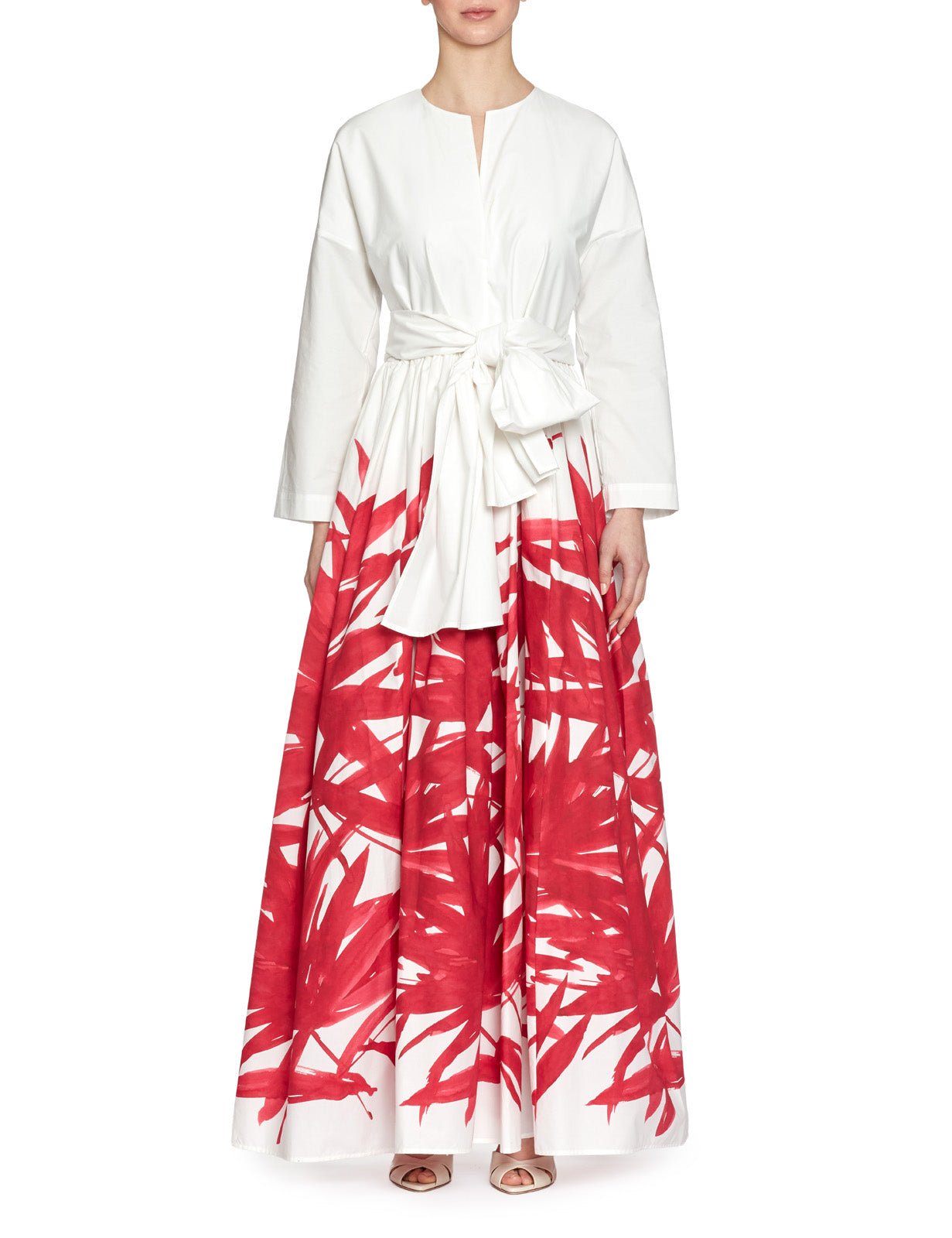 abito jap cotone bianco rosso - co.go - abito