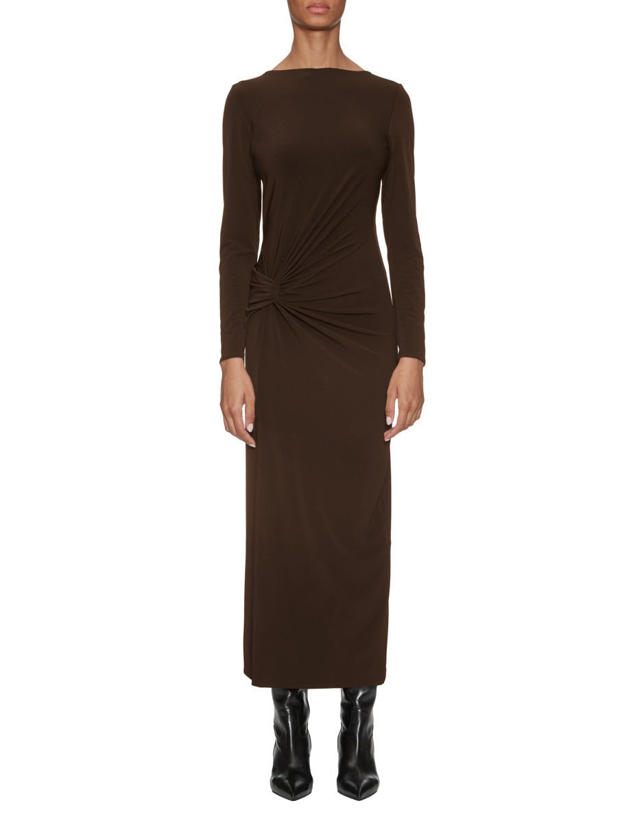 abito jersey stretch nodo davanti moro - blufrida - abito