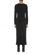 abito jersey stretch nodo davanti nero - blufrida - abito