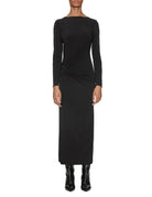 abito jersey stretch nodo davanti nero - blufrida - abito