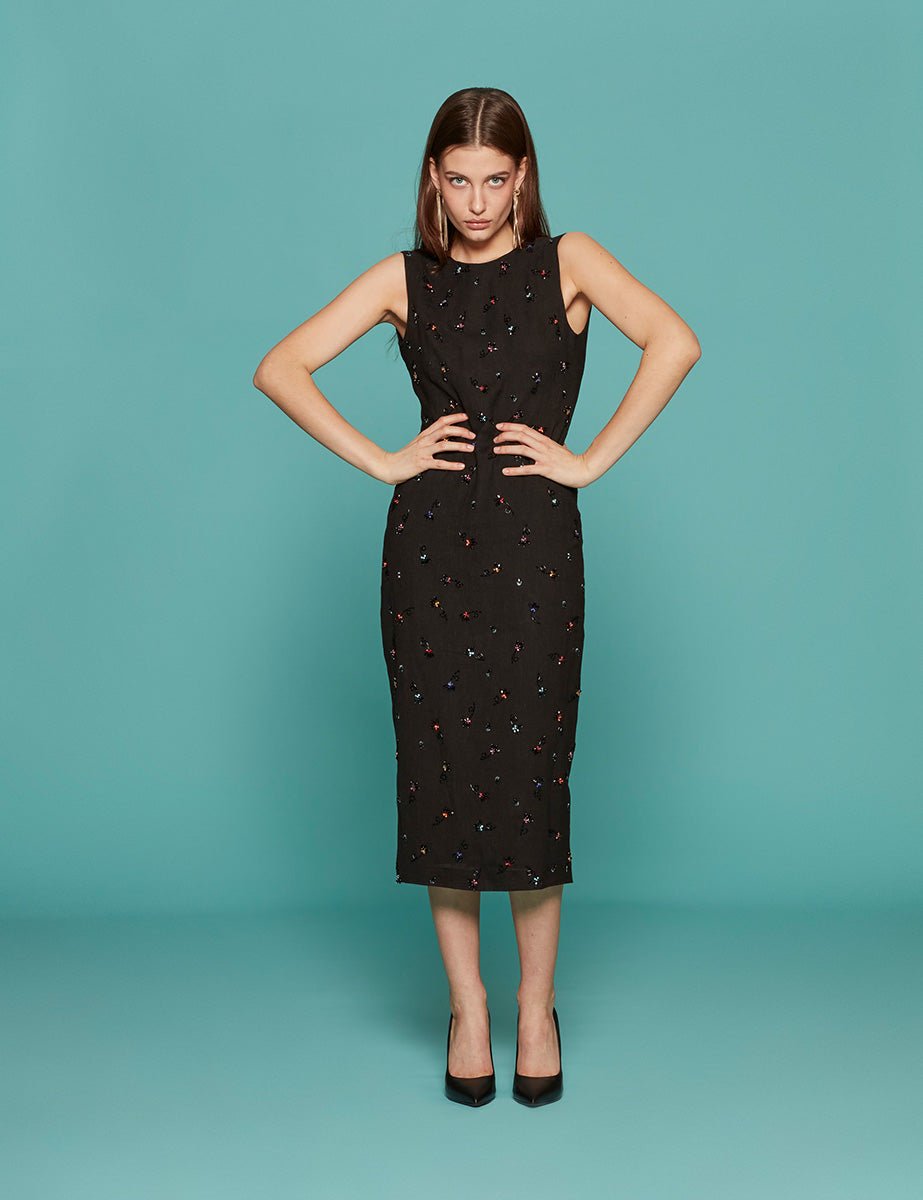 abito longuette cristalli multicolor nero - n21 alessandro dell'acqua - abito