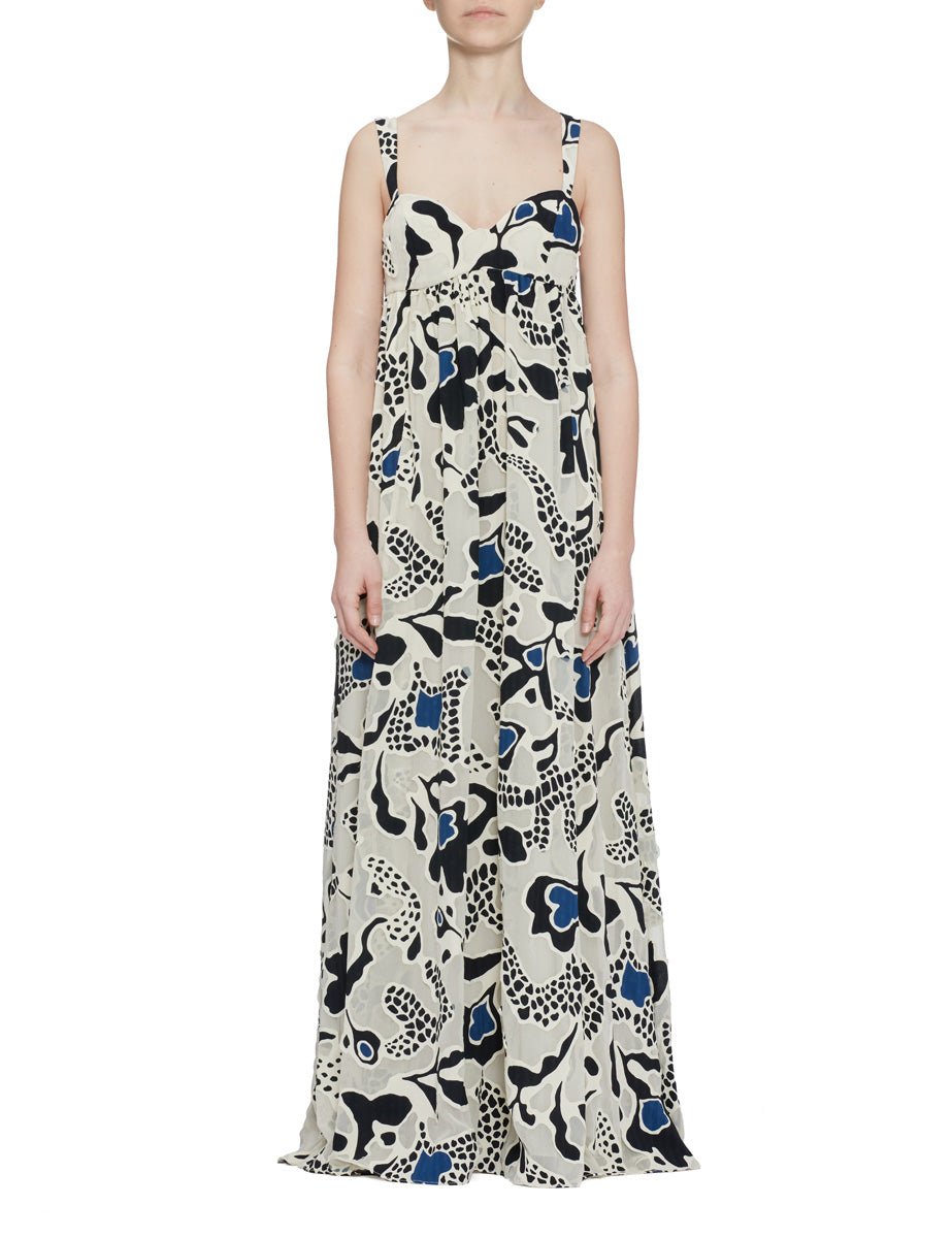 abito lungo abstract floral porcelain - ulla johnson - abito