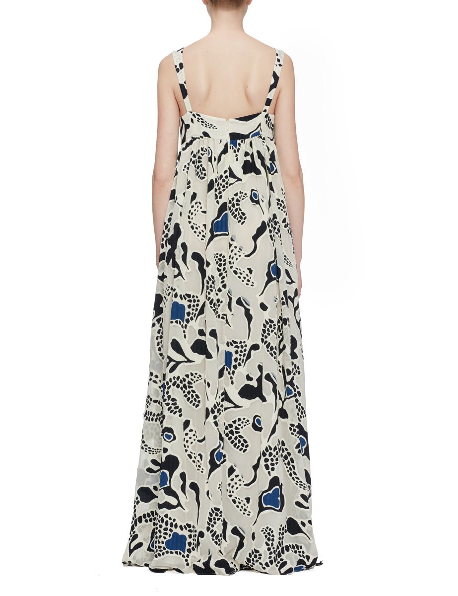 abito lungo abstract floral porcelain - ulla johnson - abito