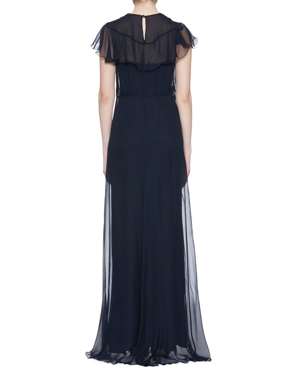 abito lungo chiffon seta blu - n21 alessandro dell'acqua - abito