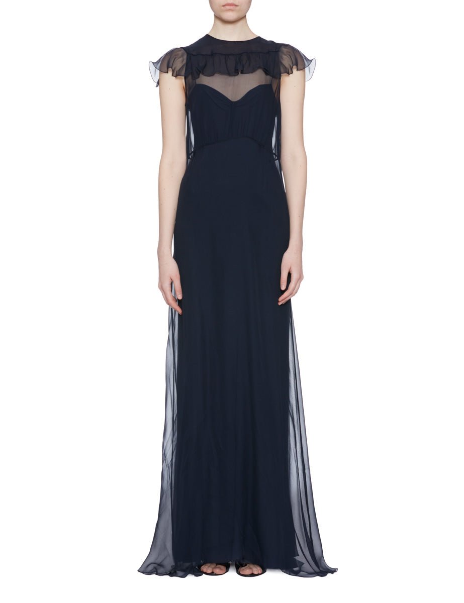 abito lungo chiffon seta blu - n21 alessandro dell'acqua - abito