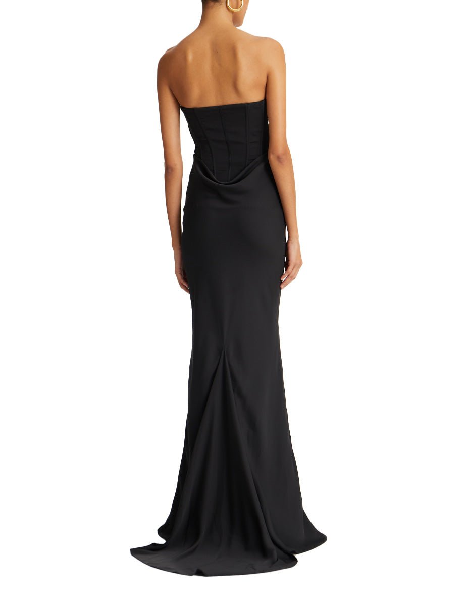 abito lungo corsetto satin black - rotate - abito