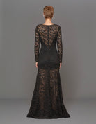 abito lungo girocollo pizzo nero - Frida SRL