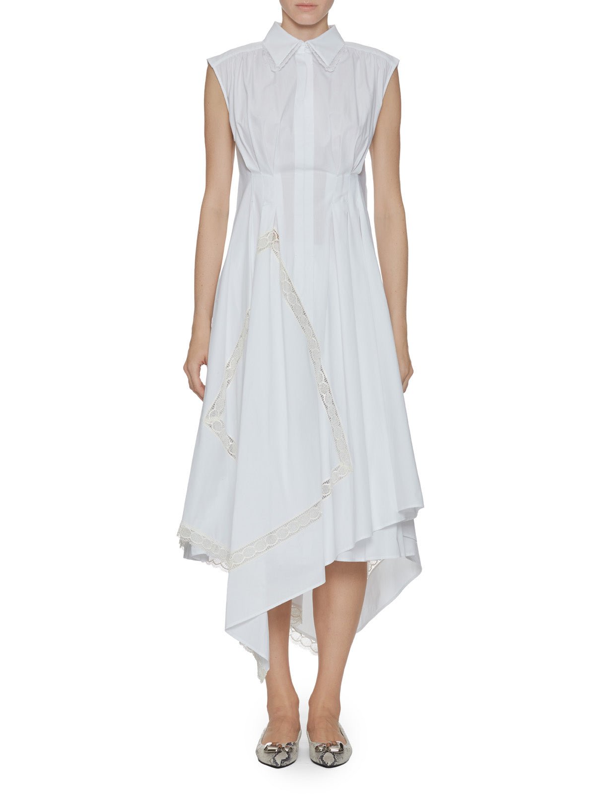 abito lungo inserti pizzo bianco - vivetta - abito