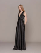 abito lungo organza scollo profondo nero - vivetta - abito