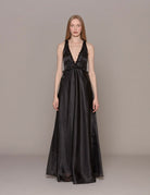 abito lungo organza scollo profondo nero - vivetta - abito