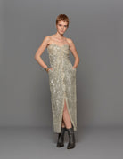 abito lungo paillettes argento - Frida SRL