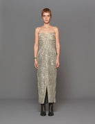 abito lungo paillettes argento - Frida SRL