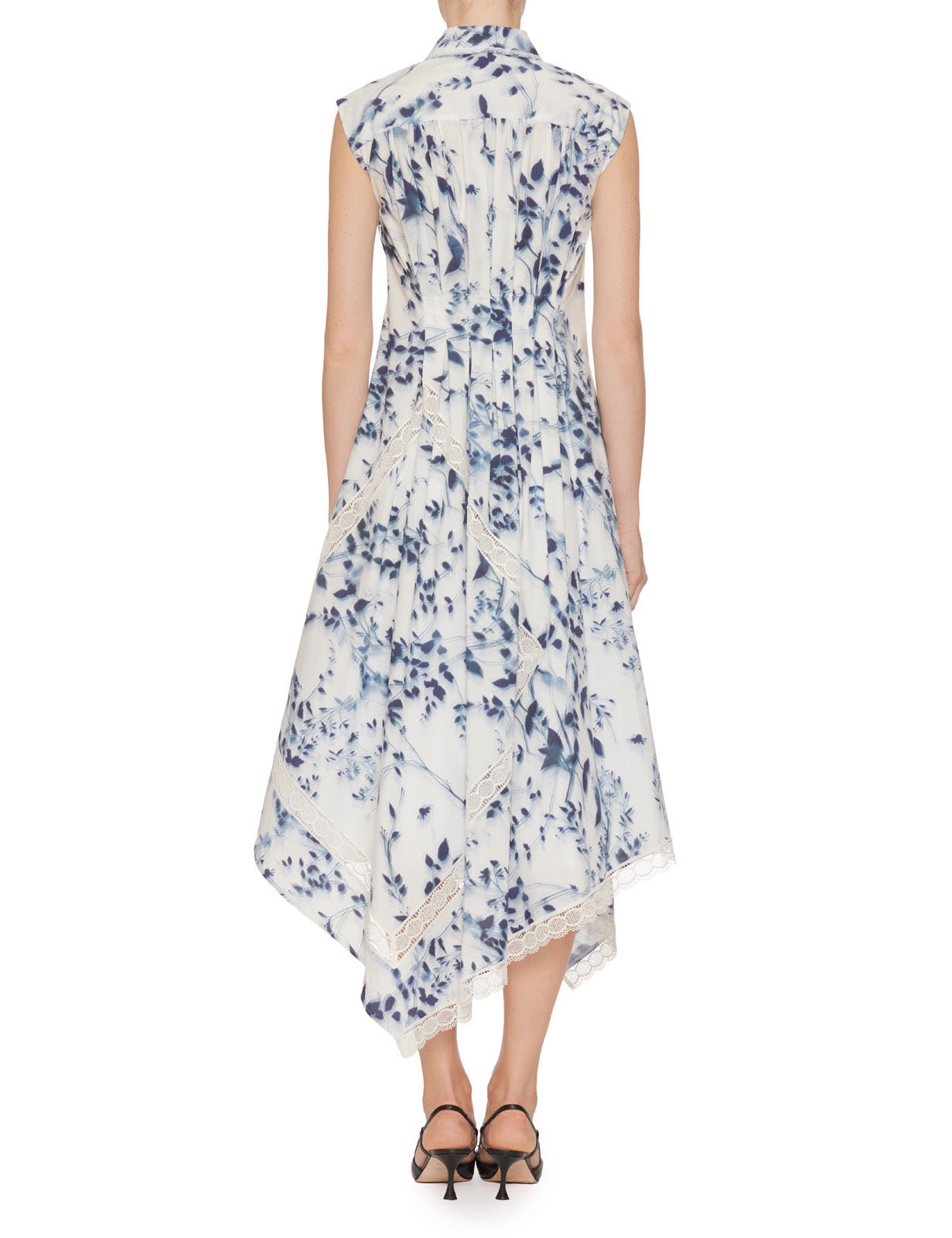 abito lungo printed pizzo bianco blu - vivetta - abito