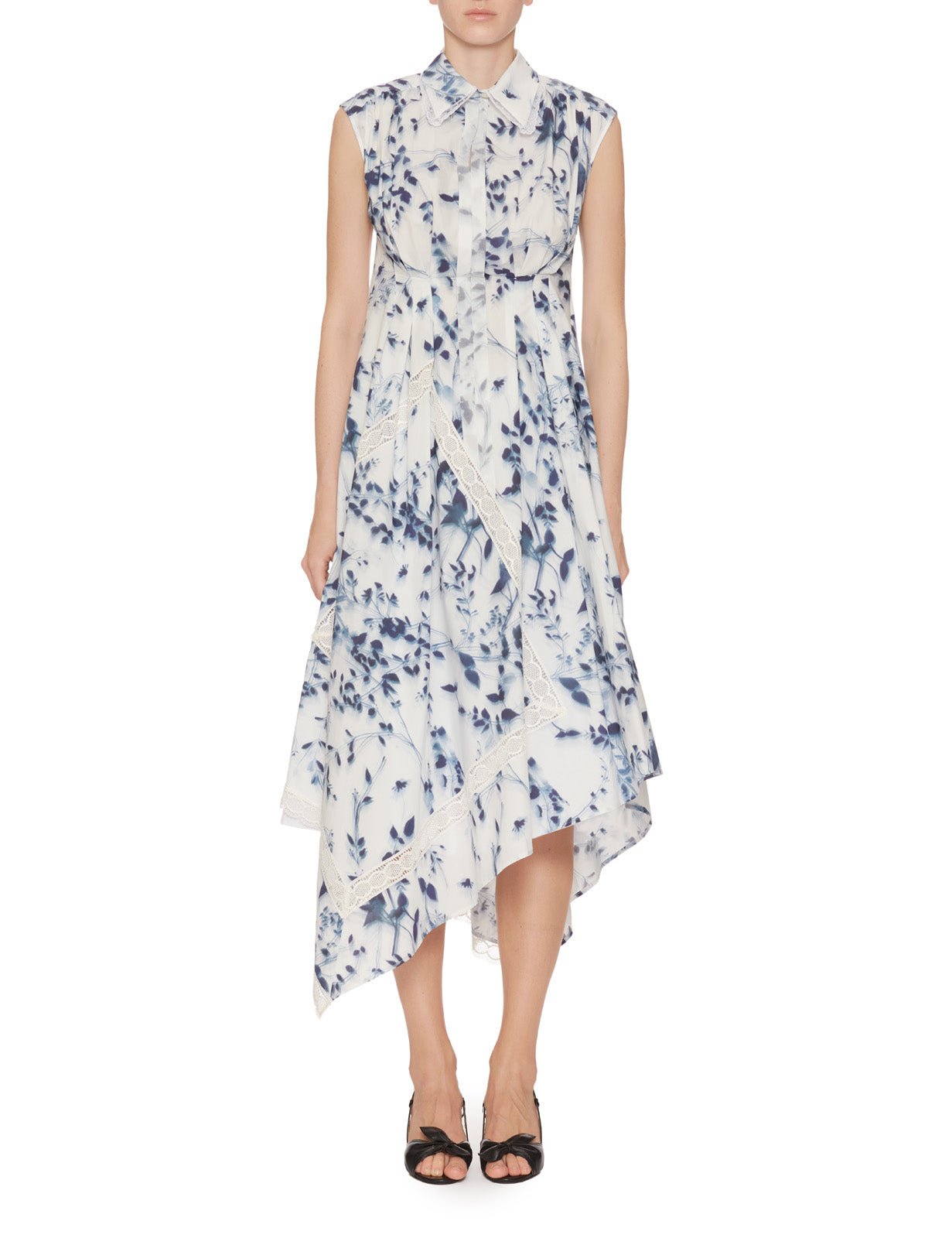 abito lungo printed pizzo bianco blu - vivetta - abito
